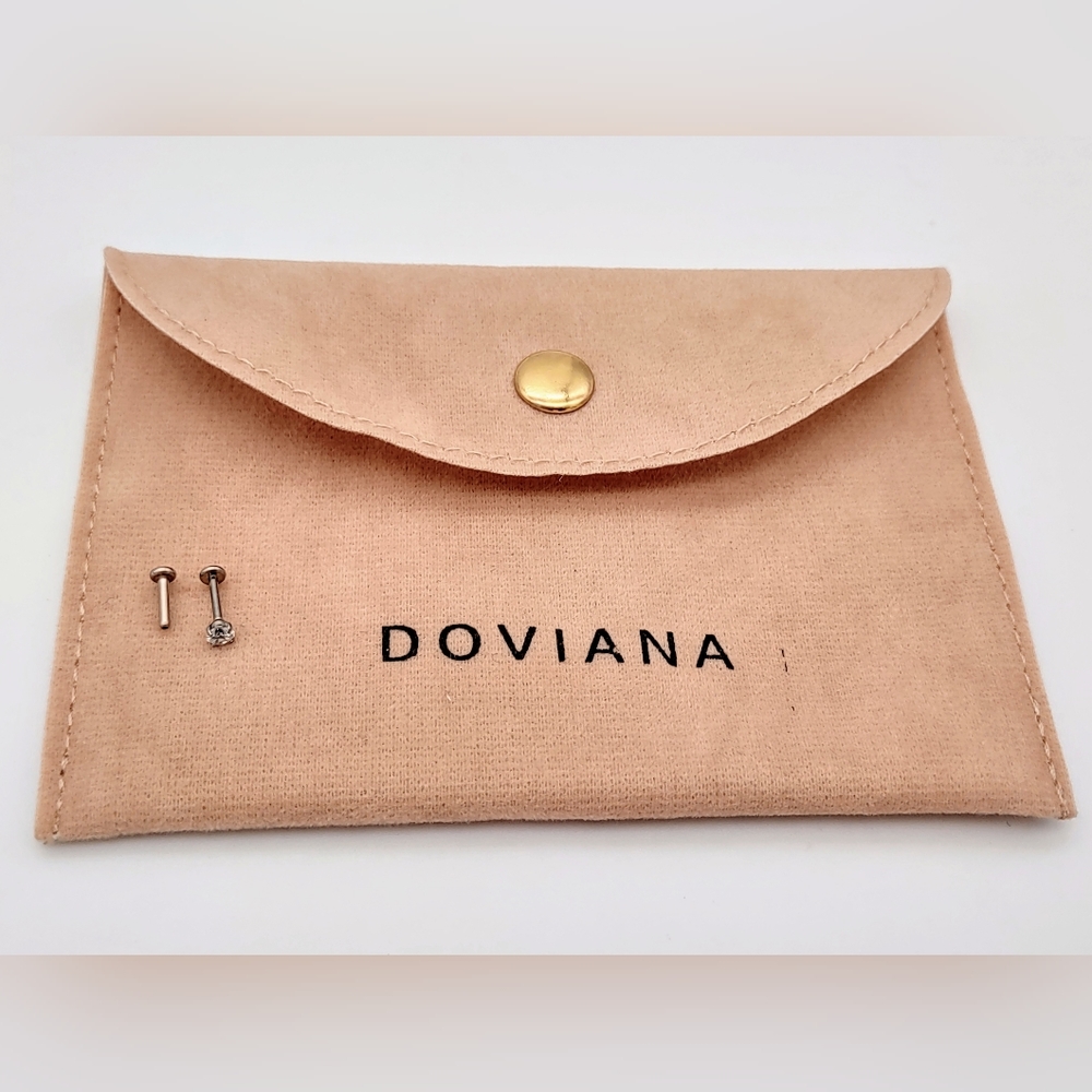 Brand New Doviana White CZ 3mm Threadless Titanium Flat Back Single Earring